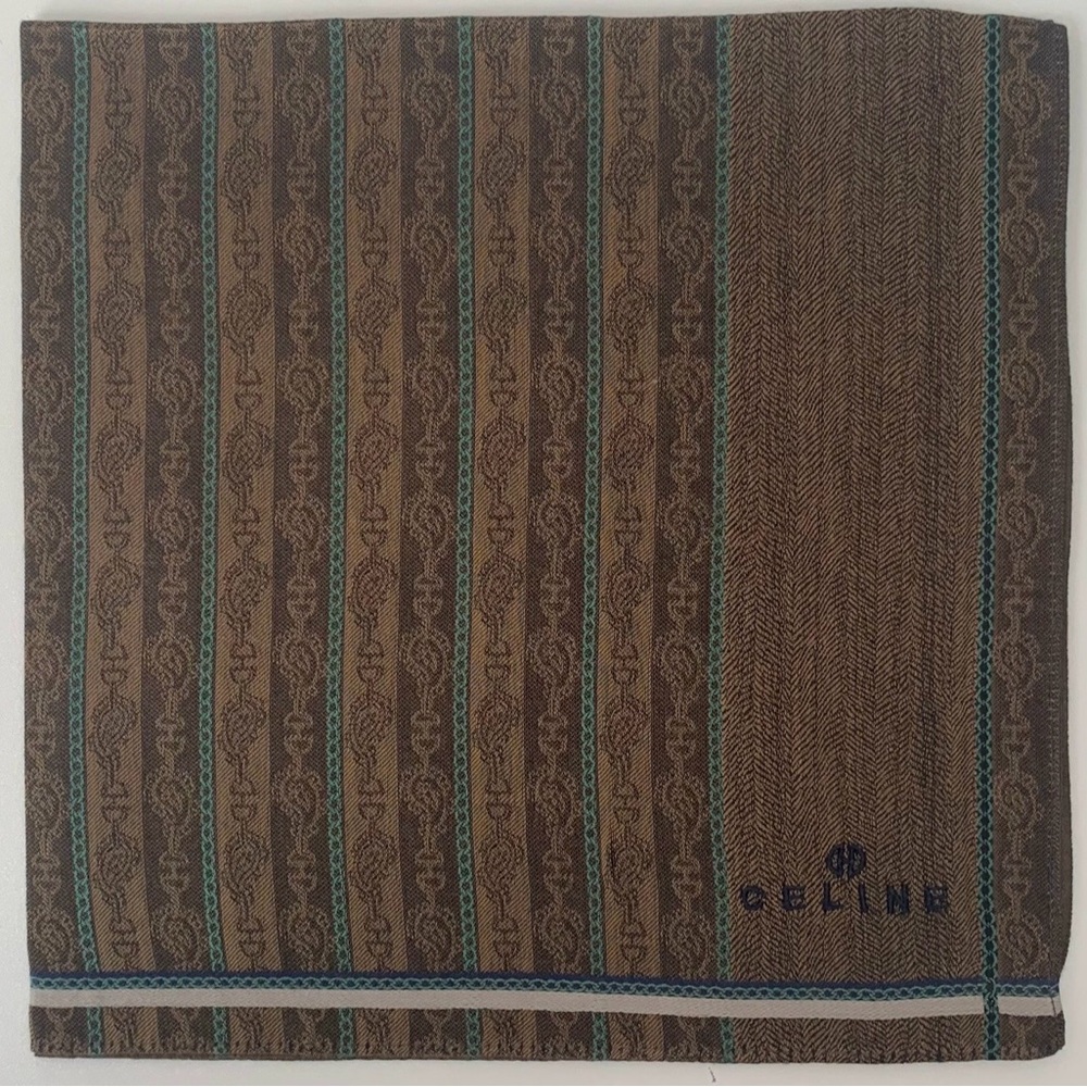 Celine Brown and Teal Striped Scarf